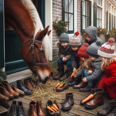 C:\Users\user\Downloads\Children in the Netherlands leaving out their shoes filled with hay and carrots for Sinterklaas horse.png